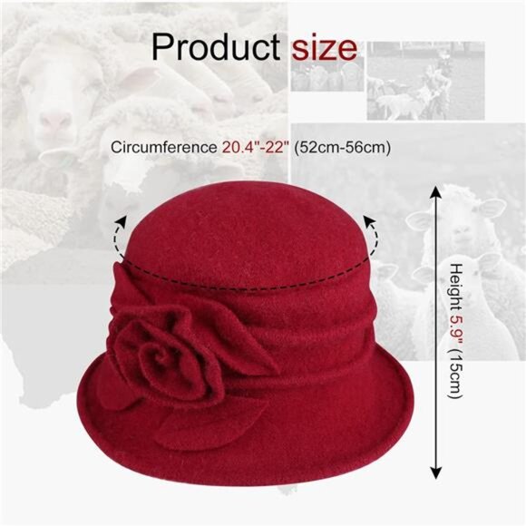Women Beret Hat French Vintage Floral Wool Dress Cloche Classic Winter Hat main image 7